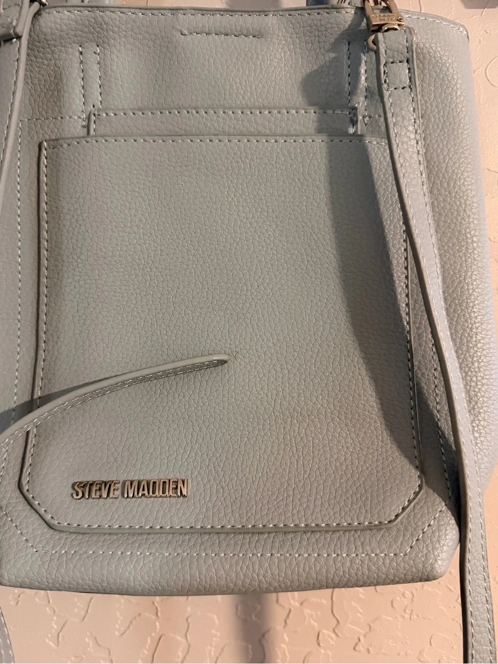 Steve Madden Pale Blue Pebbled Mini Crossbody Tote